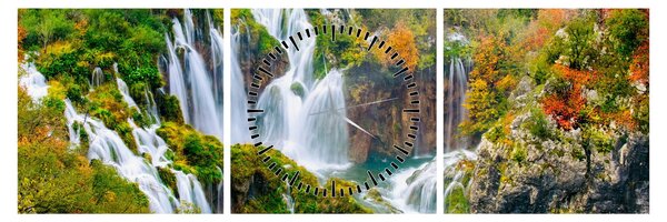 Obraz - Národný park Plitvické jazerá (s hodinami) (90x30 cm)