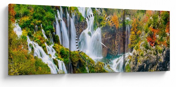 Obraz - Národný park Plitvické jazerá (s hodinami) (90x30 cm)