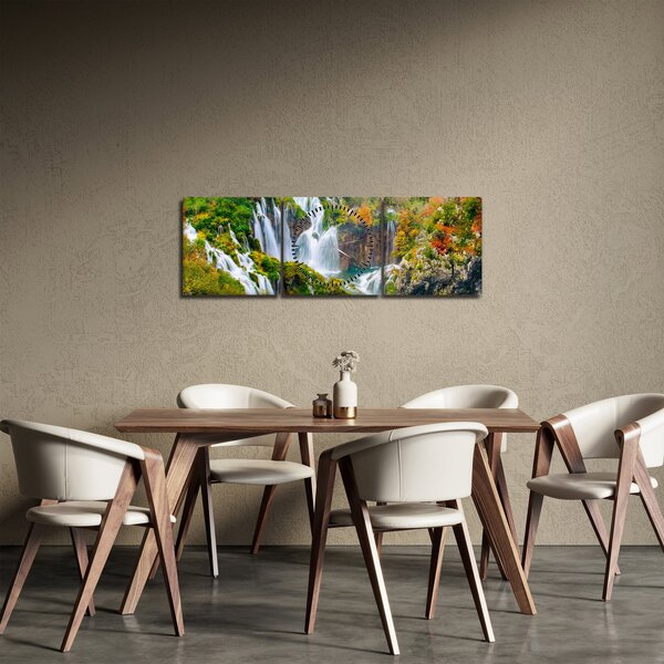 Obraz - Národný park Plitvické jazerá (s hodinami) (90x30 cm)