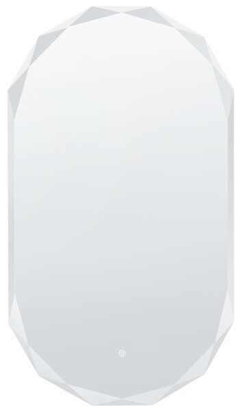Nástenné závesné zrkadlo s LED osvetlením biele sklo oválny tvar 62 x 109 cm moderný štýl kúpeľňa spálňa