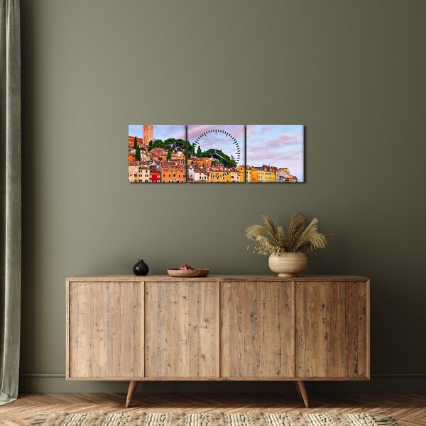 Obraz - Rovinj, Chorvátsko (s hodinami) (90x30 cm)