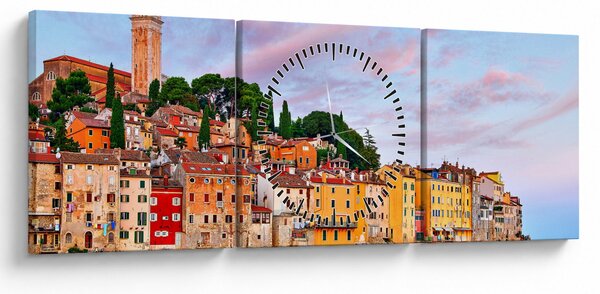 Obraz - Rovinj, Chorvátsko (s hodinami) (90x30 cm)