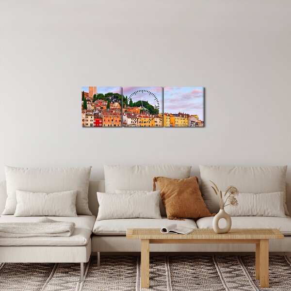 Obraz - Rovinj, Chorvátsko (s hodinami) (90x30 cm)