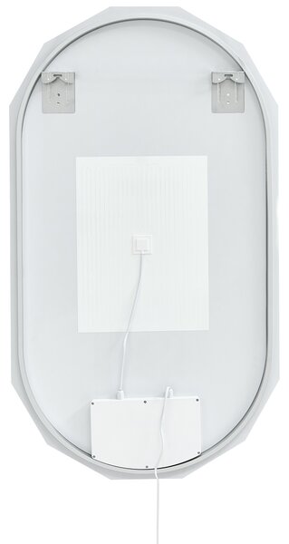 Nástenné závesné zrkadlo s LED osvetlením biele sklo oválny tvar 62 x 109 cm moderný štýl kúpeľňa spálňa