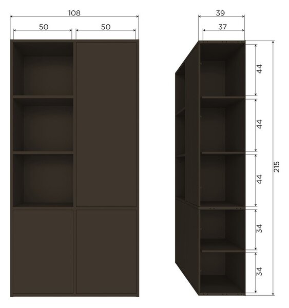 Tmavohnedá modulárna skrinka z borovicového dreva 108x215 cm Meggy – WOOOD
