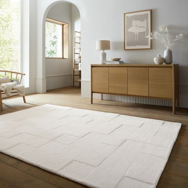 Slonovinový ručne tkaný vlnený koberec 160x230 cm Checkerboard – Flair Rugs