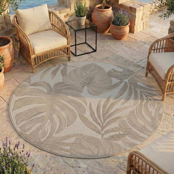Béžový okrúhly vnútorný a vonkajší koberec ø 120 cm Desert 1302 – Ayyildiz Carpets