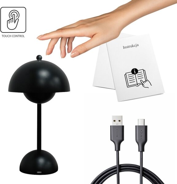 LED dobíjateľná dotyková stolná lampa COSTA LED/3W/5V 2400 mAh 3000-6000K čierna