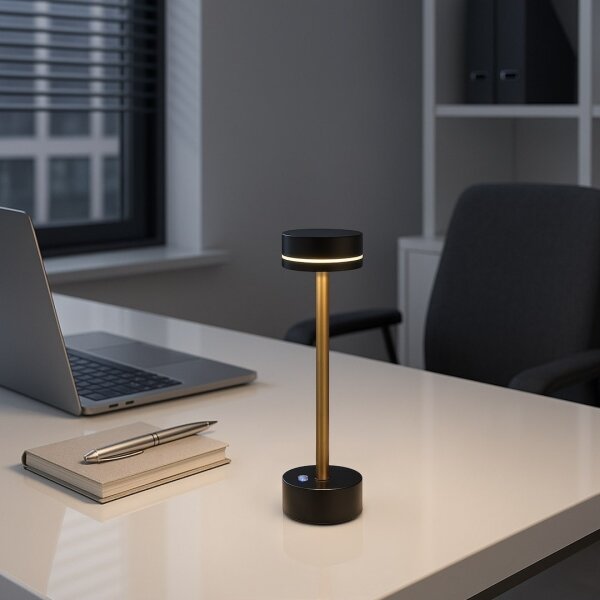 LED stmievateľná nabíjateľná stolová lampa SAM LED/5W/5V 3600 mAh čierna/zlatá