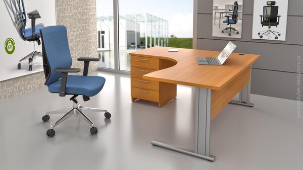 NABYTOK-DIZAJNOVY.SK - Rohové pracovné miesto KOMFORT 1.14 – kovová podnož, buk – ZEP 1.14 11