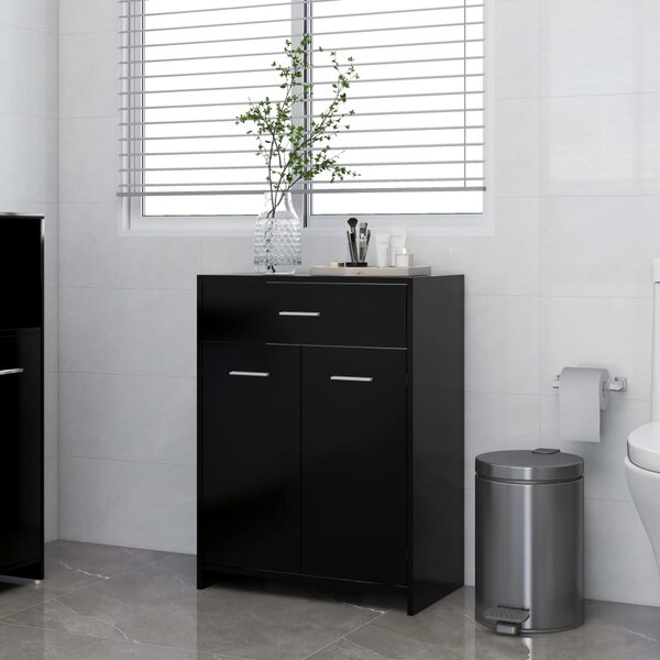 Kúpeľňová skrinka, čierna 60x33x80 cm, kompozitné drevo