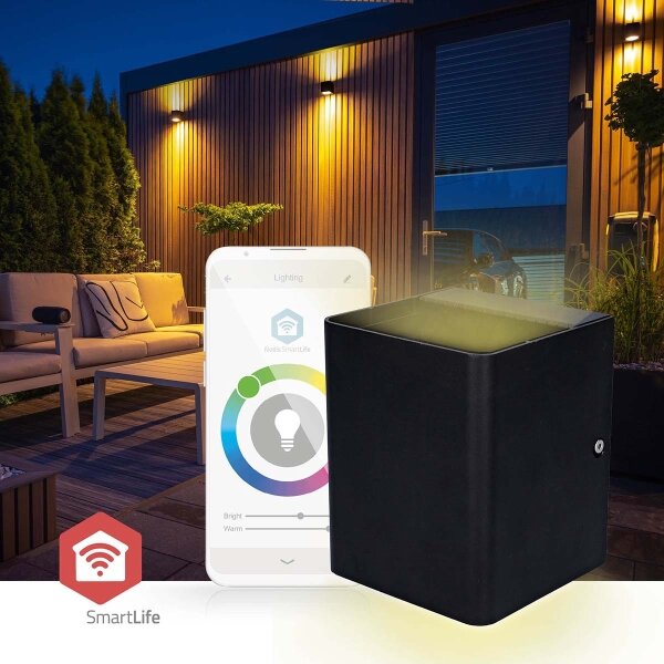 Nedis ZBLOW10RGBW - LED RGBW stmievateľné vonkajšie svietidlo LED/12W/230V IP65 Wi-Fi Tuya čierne