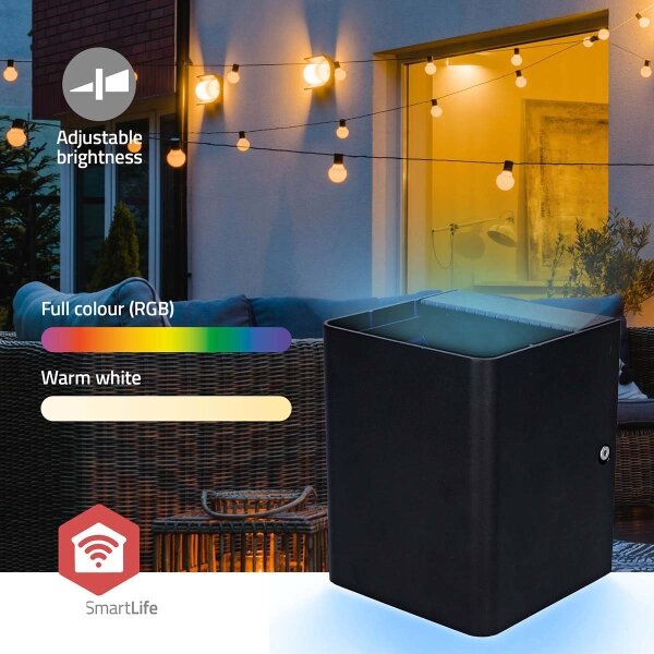 Nedis ZBLOW10RGBW - LED RGBW stmievateľné vonkajšie svietidlo LED/12W/230V IP65 Wi-Fi Tuya čierne