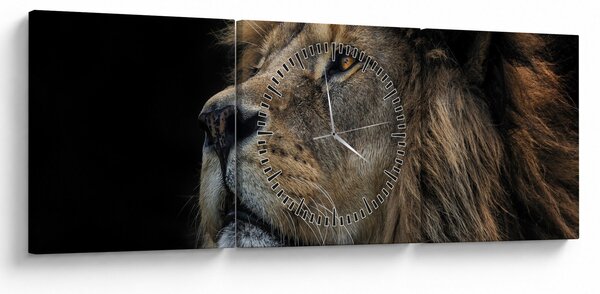 Obraz - Majestátny lev (s hodinami) (90x30 cm)