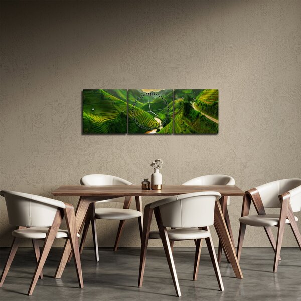 Obraz - Ryžové terasy Mu Cang Chai (s hodinami) (90x30 cm)