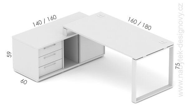 Kancelárska zostava EPIC Z7 O pre jednu osobu (Zostava s dĺžkou stola 160cm a dĺžkou komody 140cm vo varinte L/P)