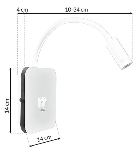 Nástenné LED svietidlo Base1, 1x LED 8+2w, 4000k, w, vypínač