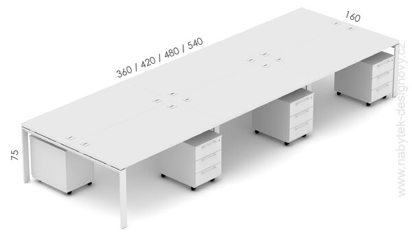 Kancelárska zostava EPIC Z39 U, voliteľná dĺžka stola 360cm (Zostava pre 6 osôb)