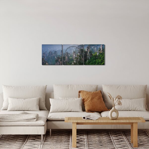 Obraz - Národný lesný park Zhangjiajie (s hodinami) (90x30 cm)