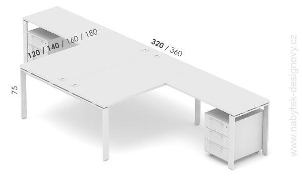 Kancelárska zostava EPIC Z31 U pre dve osoby (Zostava s dĺžkou centrálneho stola 120cm a dĺžkou celej zostavy 320cm)