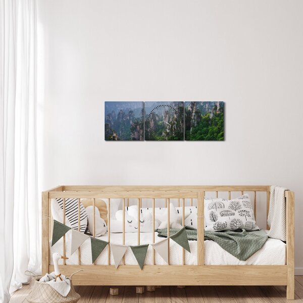 Obraz - Národný lesný park Zhangjiajie (s hodinami) (90x30 cm)