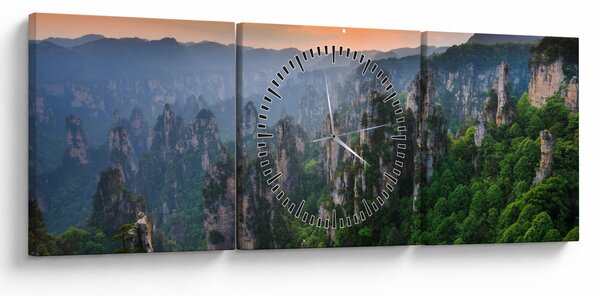 Obraz - Národný lesný park Zhangjiajie (s hodinami) (90x30 cm)