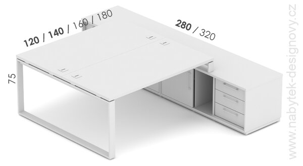 Kancelárska zostava EPIC Z19 O pre dve osoby (Zostava s dĺžkou stola 120cm a dĺžkou komôd 280cm)