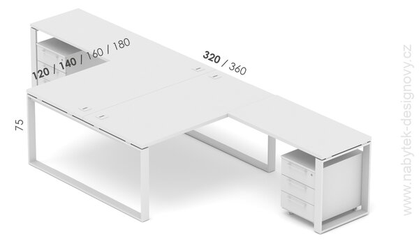 Kancelárska zostava EPIC Z31 O pre dve osoby (Zostava s dĺžkou centrálneho stola 120cm a dĺžkou celej zostavy 320cm)