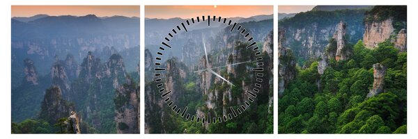 Obraz - Národný lesný park Zhangjiajie (s hodinami) (90x30 cm)