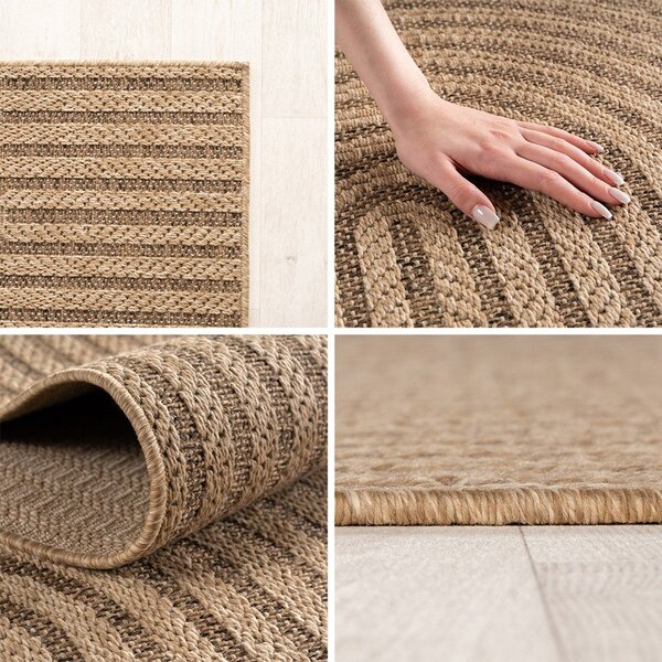 Hnedý okrúhly vnútorný a vonkajší koberec ø 120 cm Timber 1401 – Ayyildiz Carpets