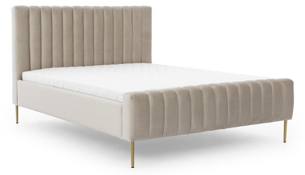 Čalúnená posteľ Nicole 160x200 - béžový velvet Velluto 2 / zlaté nohy