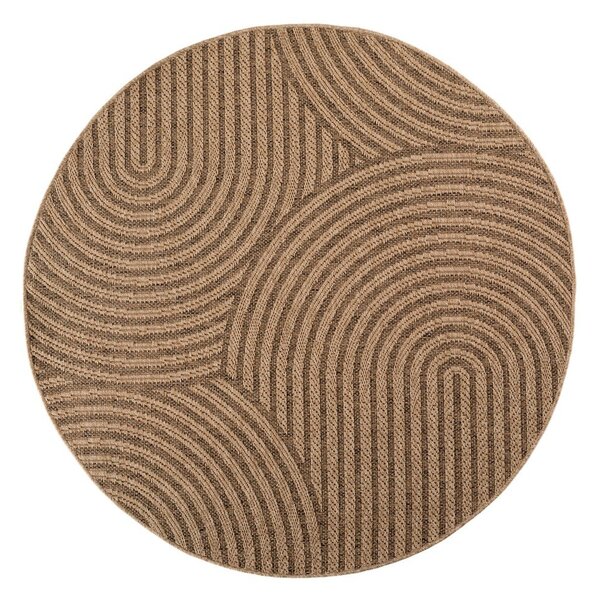 Hnedý okrúhly vnútorný a vonkajší koberec ø 120 cm Timber 1401 – Ayyildiz Carpets