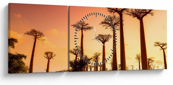 Obraz - Západ slnka v uličke Baobab (s hodinami) (90x30 cm)