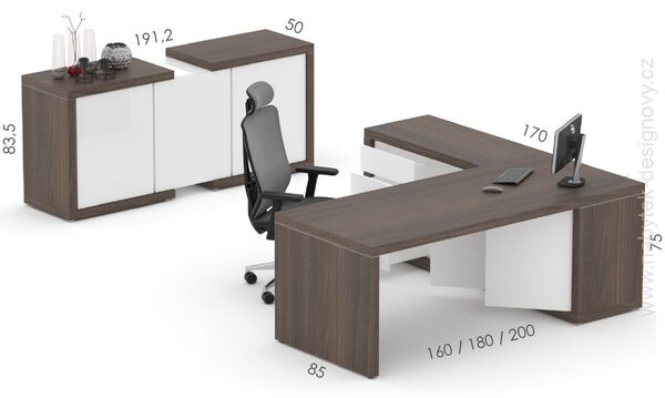 Manažérska zostava stola s komodou a skriňou SOLID Z19, dĺžka stola 160cm (Manažérska zostava SOLID Z19, stôl s komodou a skriňou, dĺžka stola 160cm)