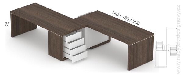 Manažérska zostava stolov s komodou SOLID Z10, dĺžka oboch stolov 160cm (Manažérska zostava SOLID Z10, stoly s komodou, dĺžka oboch stolov 160cm)