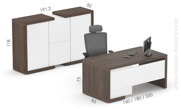 Manažérska zostava stola so skriňou SOLID Z16, dĺžka stola so zásuvkami 160cm (Manažérska zostava SOLID Z16, stôl so skriňou, dĺžka stola so zásuvkami 160cm)
