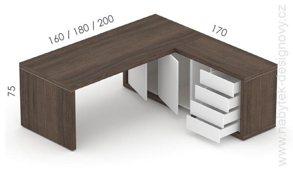 Manažérska zostava stola s komodou SOLID Z7, dĺžka stola 160cm (Manažérska zostava SOLID Z7, stôl s komodou, dĺžka stola 160cm)