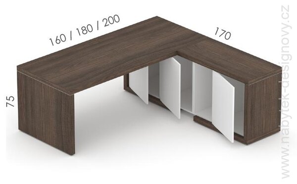 Manažérska zostava stola s komodou SOLID Z4, dĺžka stola 160cm (Manažérska zostava SOLID Z4, stôl s komodou, dĺžka stola 160cm)