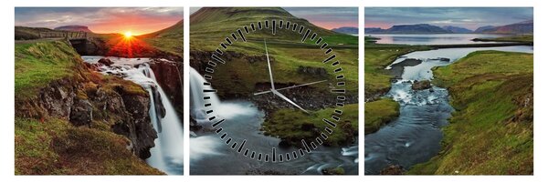 Obraz - Kirkjufell pri západe slnka (s hodinami) (90x30 cm)