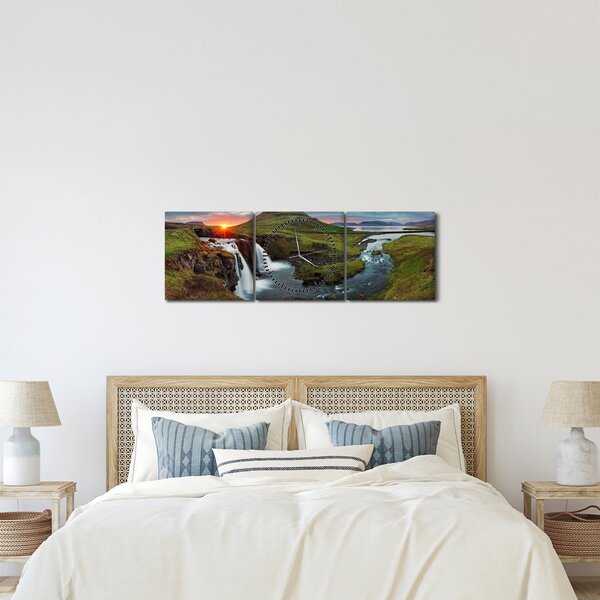 Obraz - Kirkjufell pri západe slnka (s hodinami) (90x30 cm)