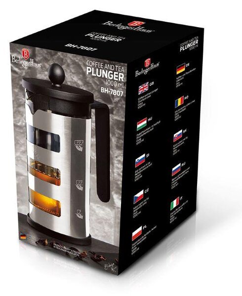BerlingerHaus zaparovač s nerezovým sitkom Black Silver Collection, 1000ml