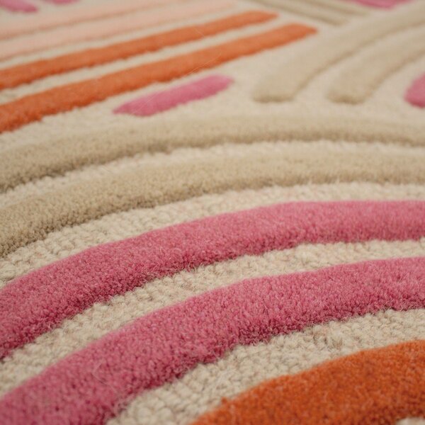 Ružový ručne tkaný vlnený koberec 140x200 cm Spiral Shaped – Flair Rugs