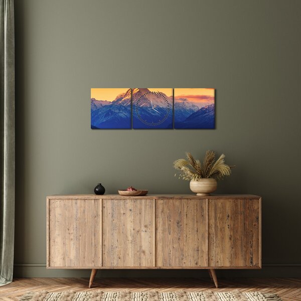 Obraz - Jazero Pukaki (s hodinami) (90x30 cm)
