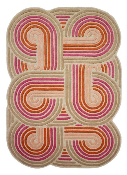 Ružový ručne tkaný vlnený koberec 140x200 cm Spiral Shaped – Flair Rugs
