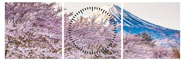 Obraz - Japonsko na jar (s hodinami) (90x30 cm)