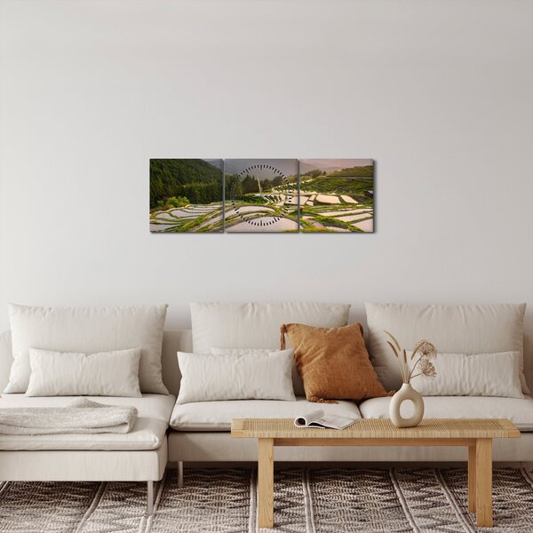 Obraz - Ryžové terasy (s hodinami) (90x30 cm)
