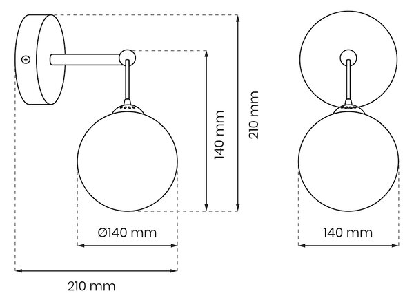 Nástenné svietidlo Reflex, 1x grafitové sklenené tienidlo, b/g