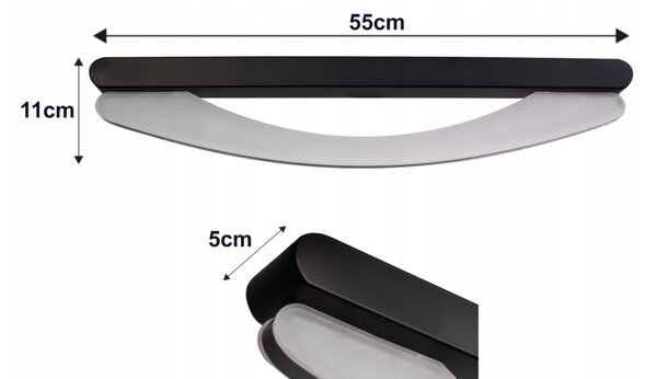 BERGE Nástenné svietidlo LED do kúpeľne - 55 cm - 12 W čierne
