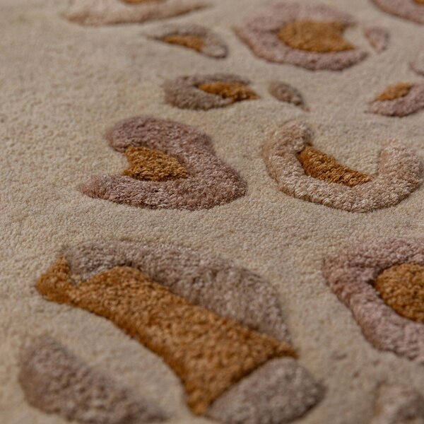 Ručne tkaný koberec s prímesou vlny v prírodnej farbe 140x200 cm Leopard Frame – Flair Rugs