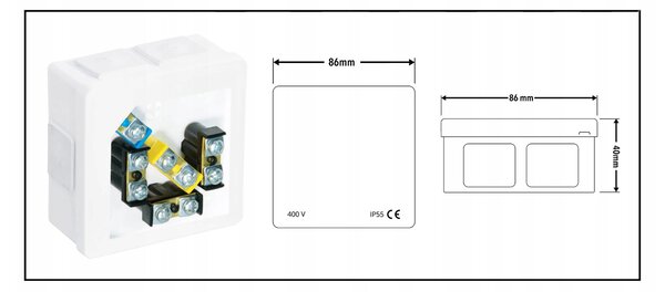 VIPLAST Hermetický box 86x86x40 IP55 400V